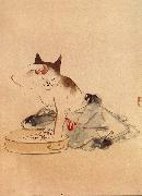 Hiroshige, Ando Cat Bathing oil painting picture wholesale